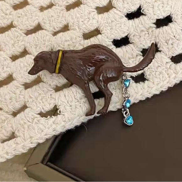 Dog Brooch with Blue and Gold Accents - Picture 5 of 7